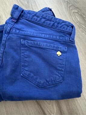 Kate Spade Broome Street Blue Cotton Pants with Gold Spade Accent size 28